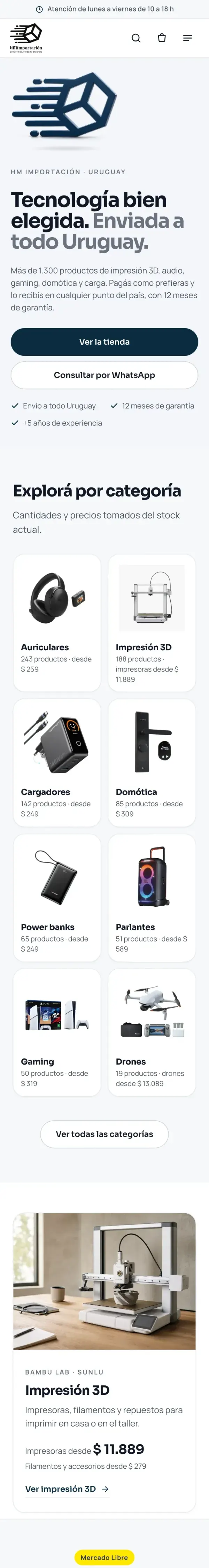 HMImportación, versión móvil